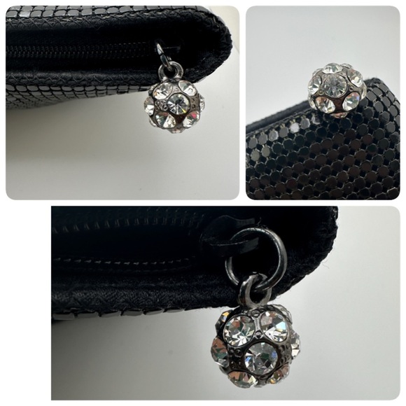 Vintage Neiman Marcus Black Mesh Shiny Chainmail Clutch Purse Rhinestone zipper - Picture 15 of 15